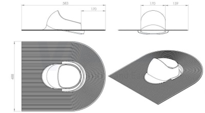 740038 Проходной элемент HUOPA (красный) чертеж