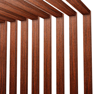 Декоративная рейка 60мм на 37мм под дерево Бордовый Венге SteelArt на стенах и потолке в сборе